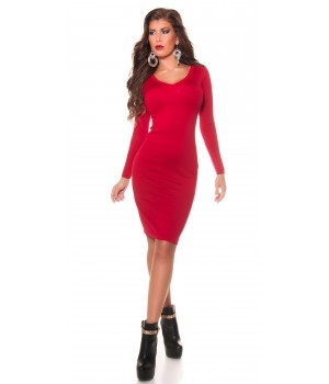 Μιντι Κόκκινο Φόρεμα με σχέδιο στην πλάτη